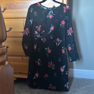 Black 3/4 sleeve length floral dress.